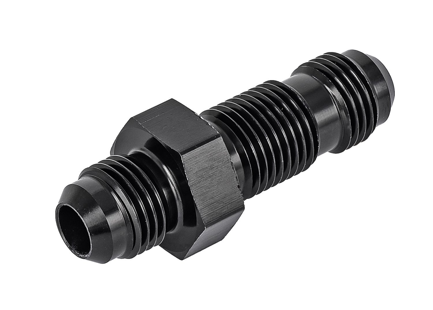AN to AN Straight Bulkhead Adapter Fitting [-6 AN Male to -6 AN Male, Black]