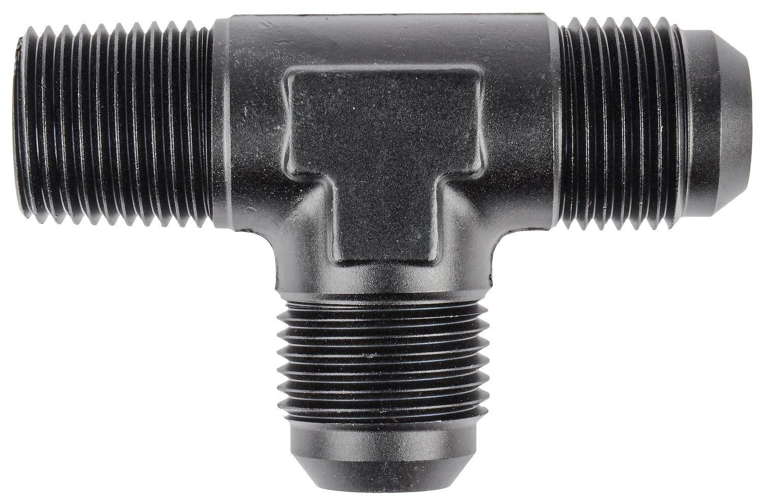 AN to NPT Tee Adapter Fitting [-10 AN to 1/2 in. NPT Male on Run, Black]