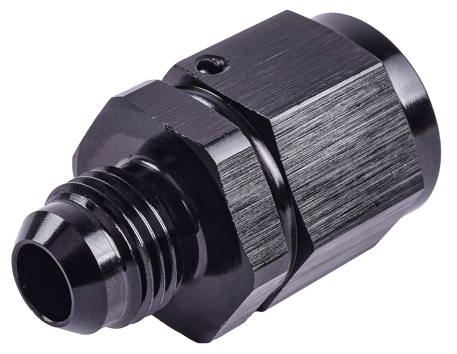 AN Female Swivel to Male Reducer Fitting [-8 AN Female to -6 AN Male, Black]
