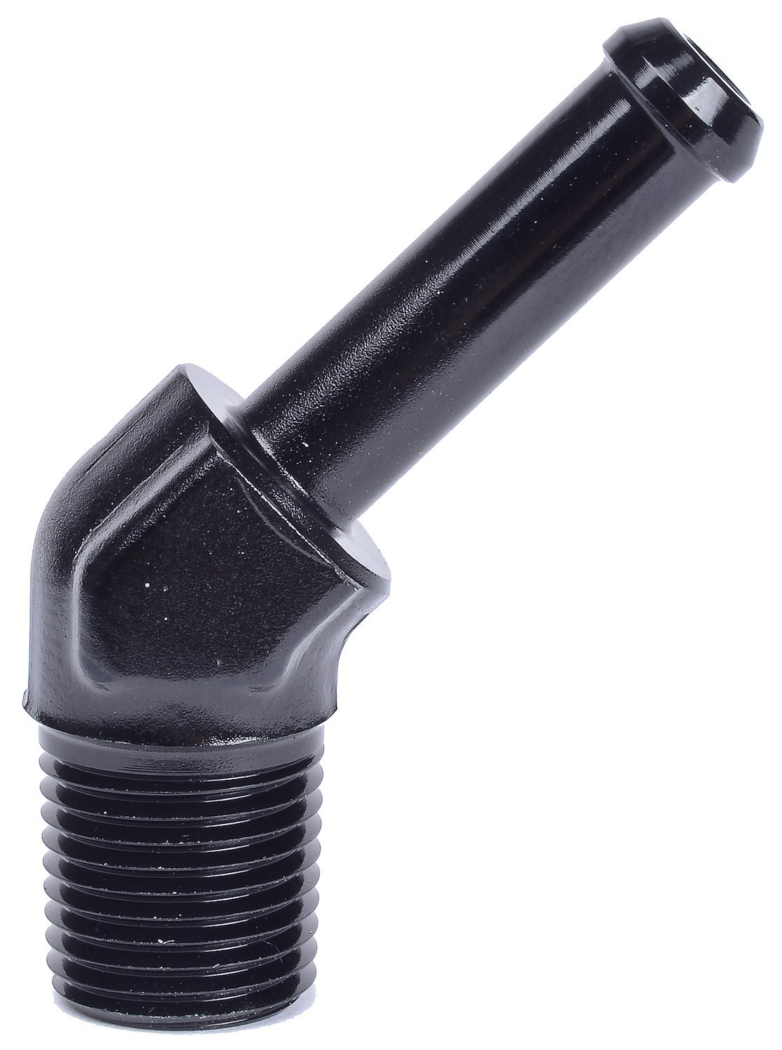 NPT to Hose Barb Fitting, 45-Degree [1/8 in. NPT Male to 1/4 in. I.D. Hose, Black]
