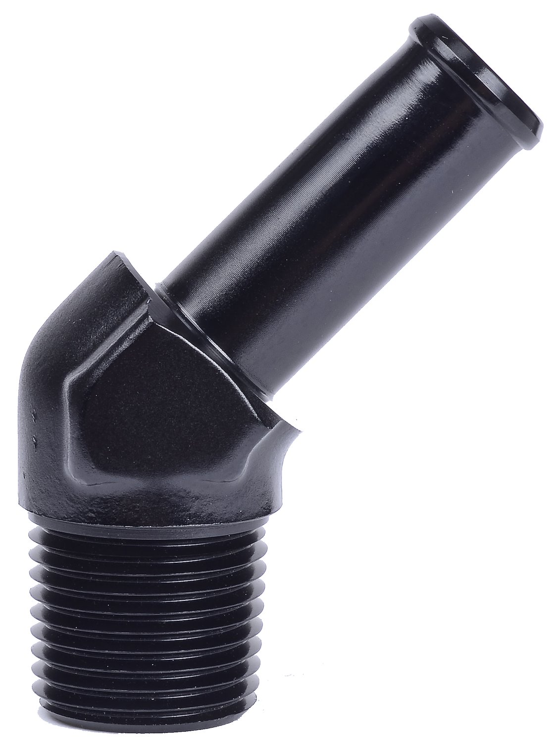 NPT to Hose Barb Fitting, 45-Degree [3/8 in. NPT Male to 1/2 in. I.D. Hose, Black]