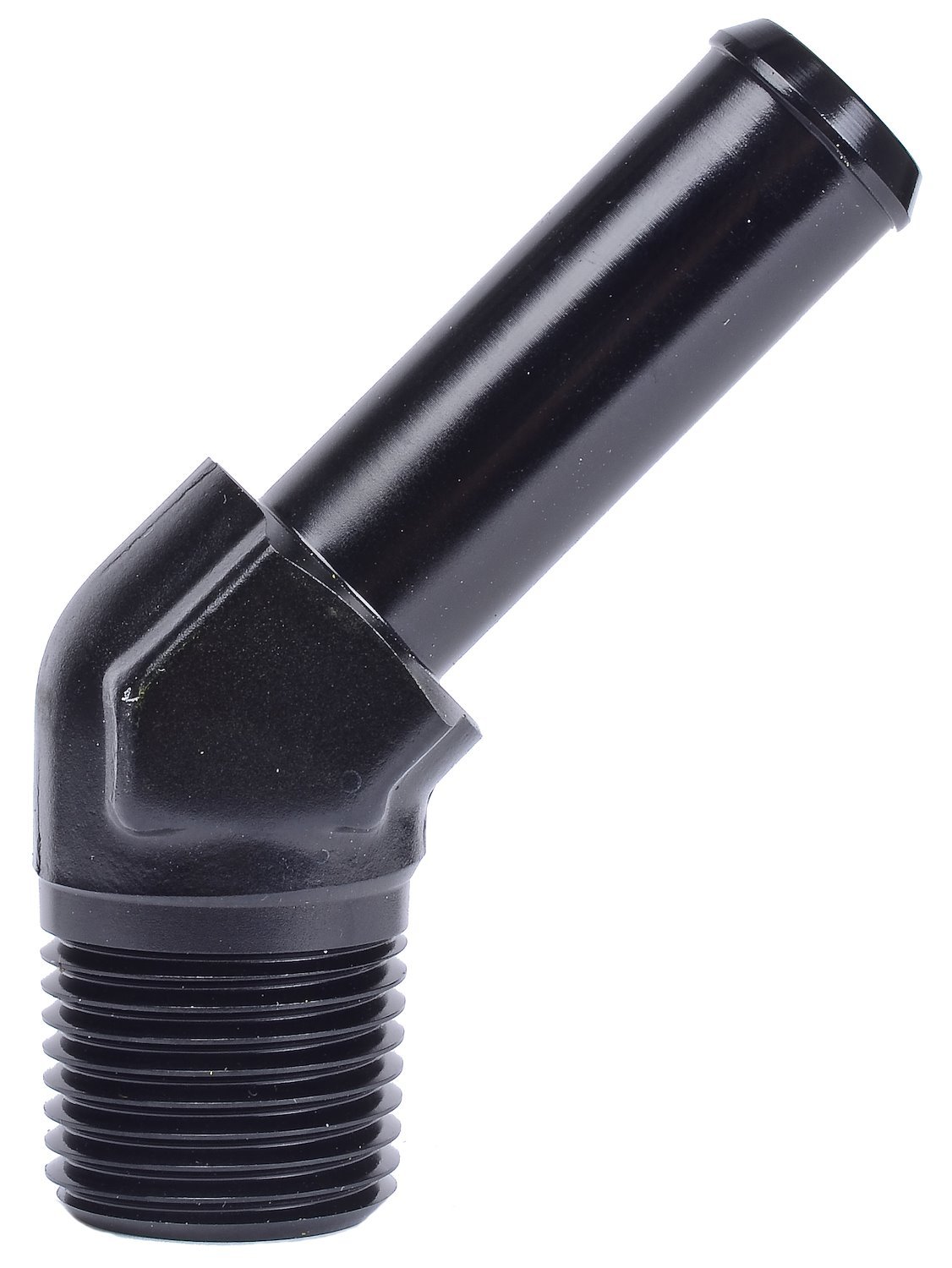 NPT to Hose Barb Fitting, 45-Degree [1/2 in. NPT Male to 5/8 in. I.D. Hose, Black]