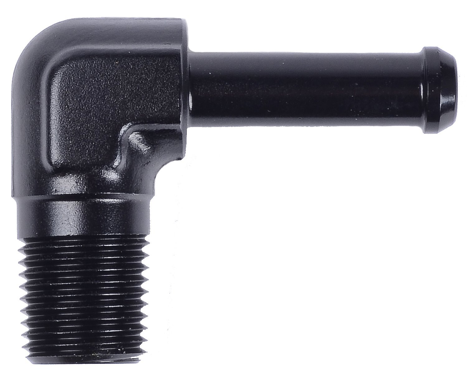 NPT to Hose Barb Fitting, 90-Degree [1/8 in. NPT Male to 1/4 in. I.D. Hose, Black]