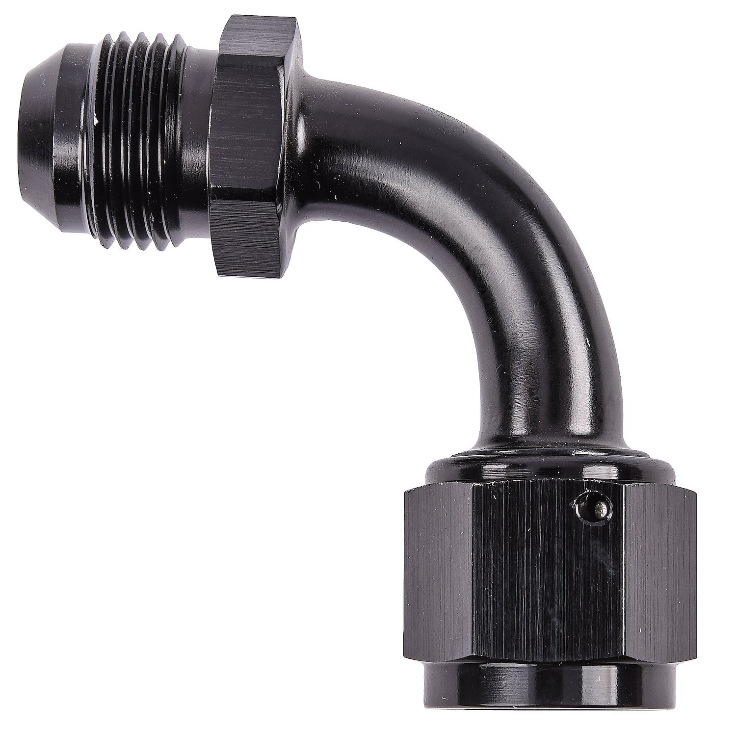 Black -8 AN Male to -8 AN Female Coupler [90 degree]