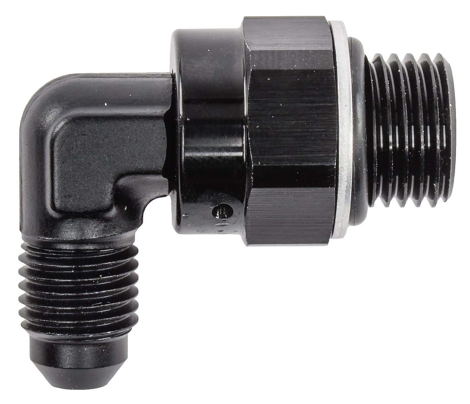 AN Port Adapter Fitting 90 degree -6 AN port (9/16 in.-18 Thread) to -4 AN hose