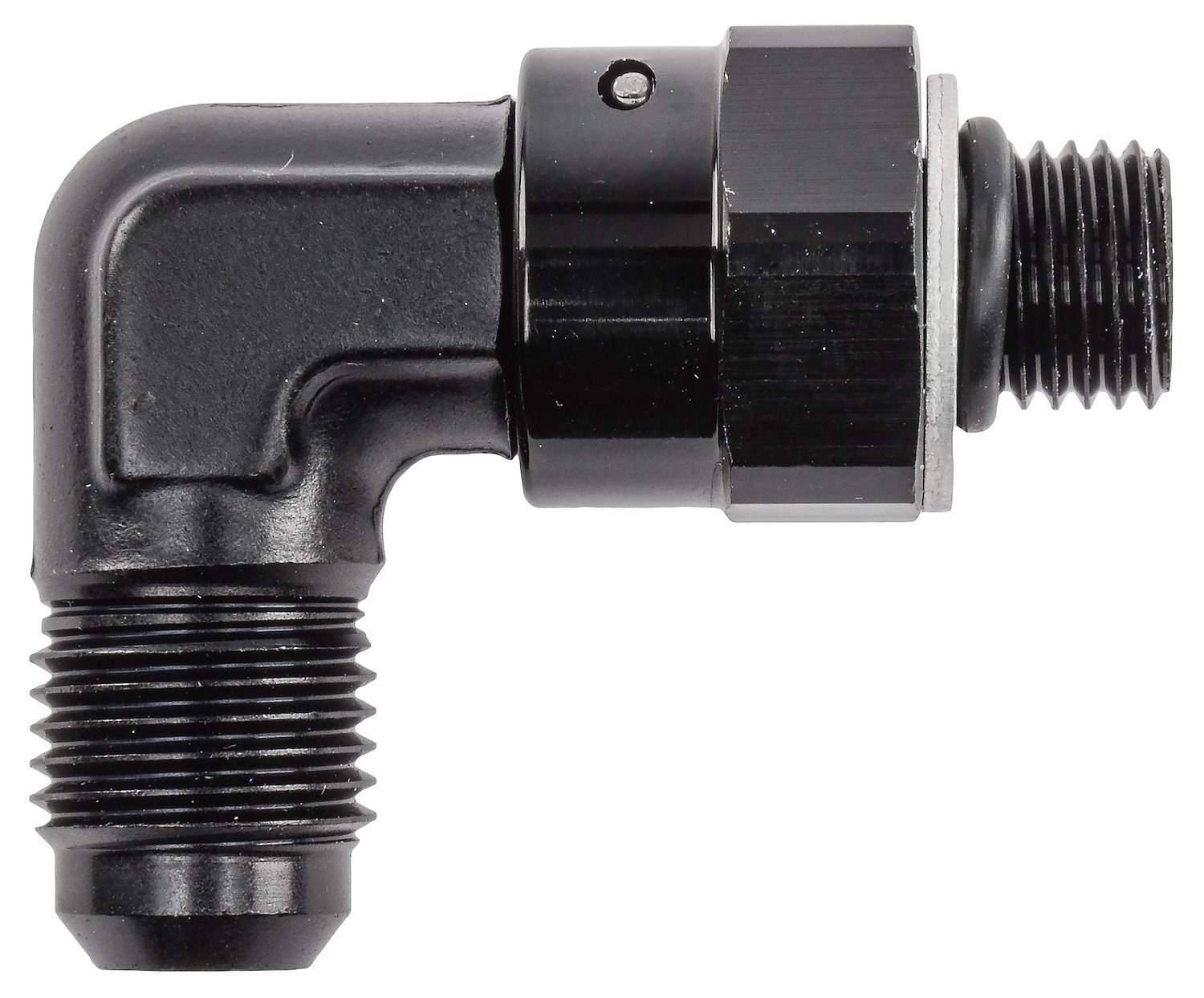 AN Port Adapter Fitting 90 degree -4 AN port (7/16 in.-20 Thread) to -6 AN hose