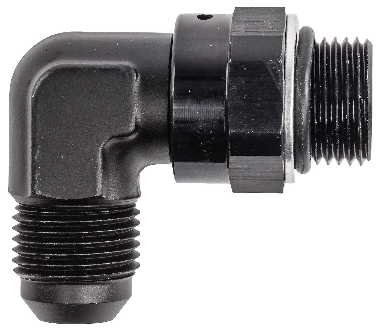 AN Port Adapter Fitting 90 degree -8 AN port (3/4 in.-16 Thread) to -8 AN hose