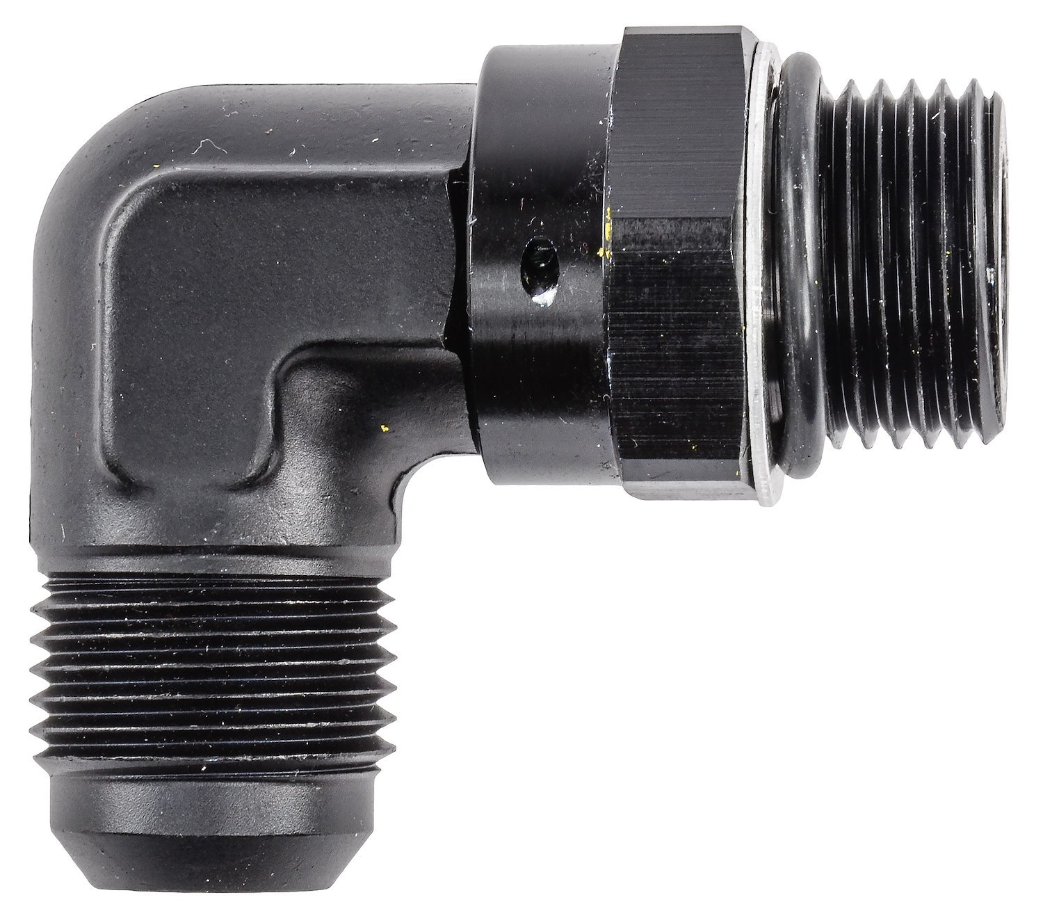 AN Port Adapter Fitting 90 degree -10 AN port (7/8 in.-14 Thread) to -10 AN hose