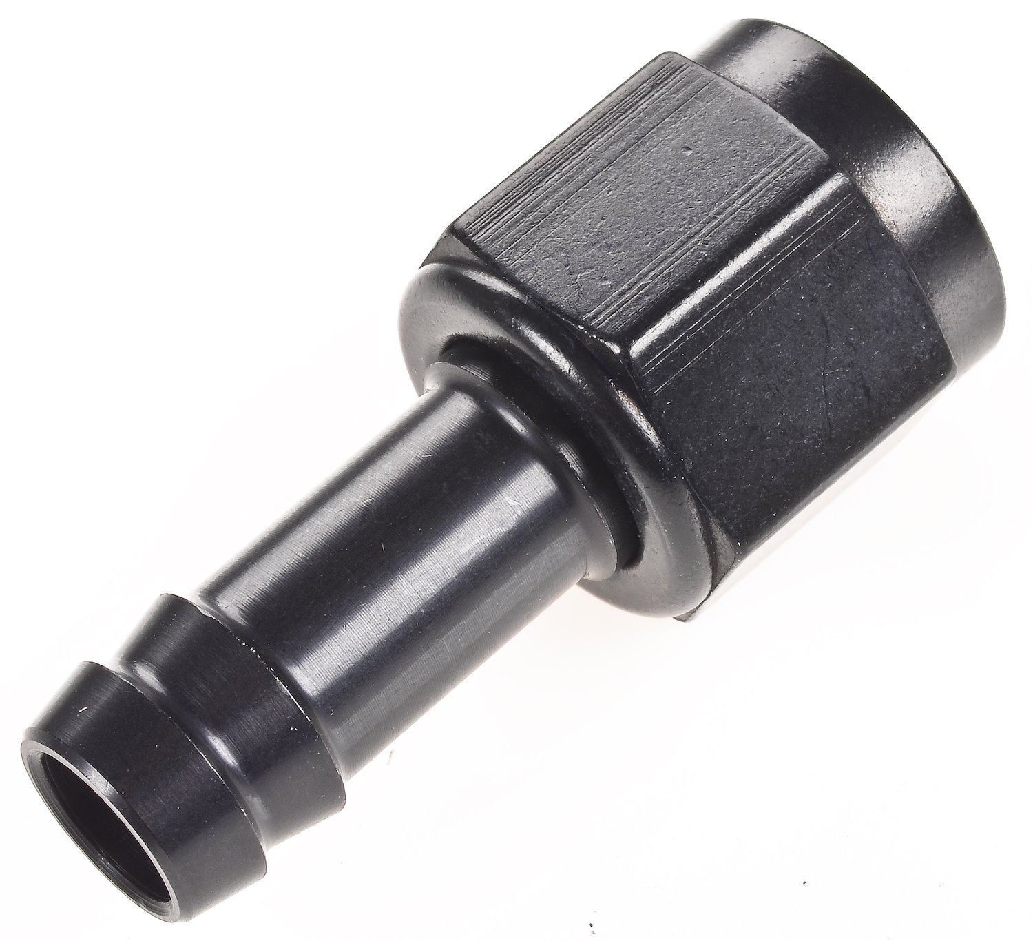 AN to Straight Hose Barb Adapter Fitting [-6 AN Female to 3/8 in. I.D. Hose, Black]