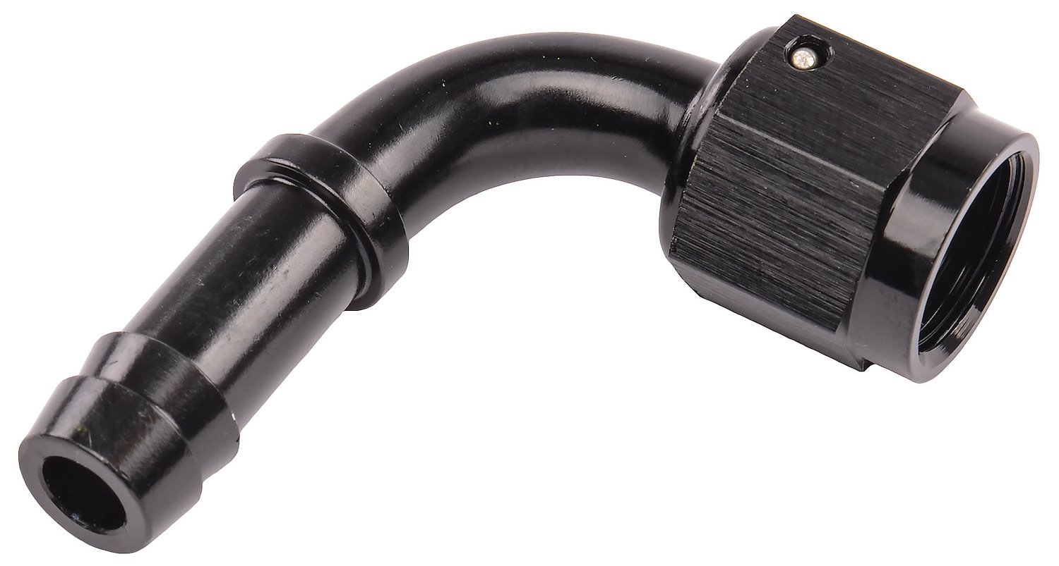 AN to 90-Degree Hose Barb Adapter Fitting [-6 AN Female to 3/8 in. I.D. Hose, Black]