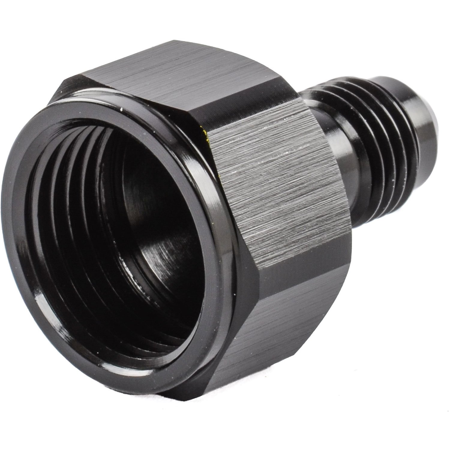 AN Female to Male Reducer Fitting [-8 AN Female to -4 AN Male, Black Hard Anodized]