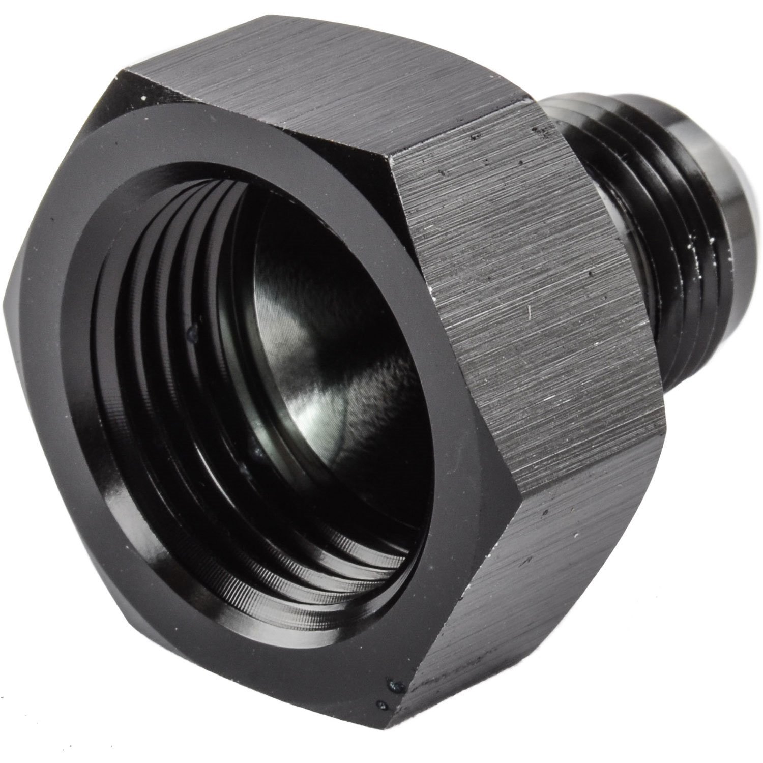 AN Female to Male Reducer Fitting [-12 AN Female to -8 AN Male, Black Hard Anodized]
