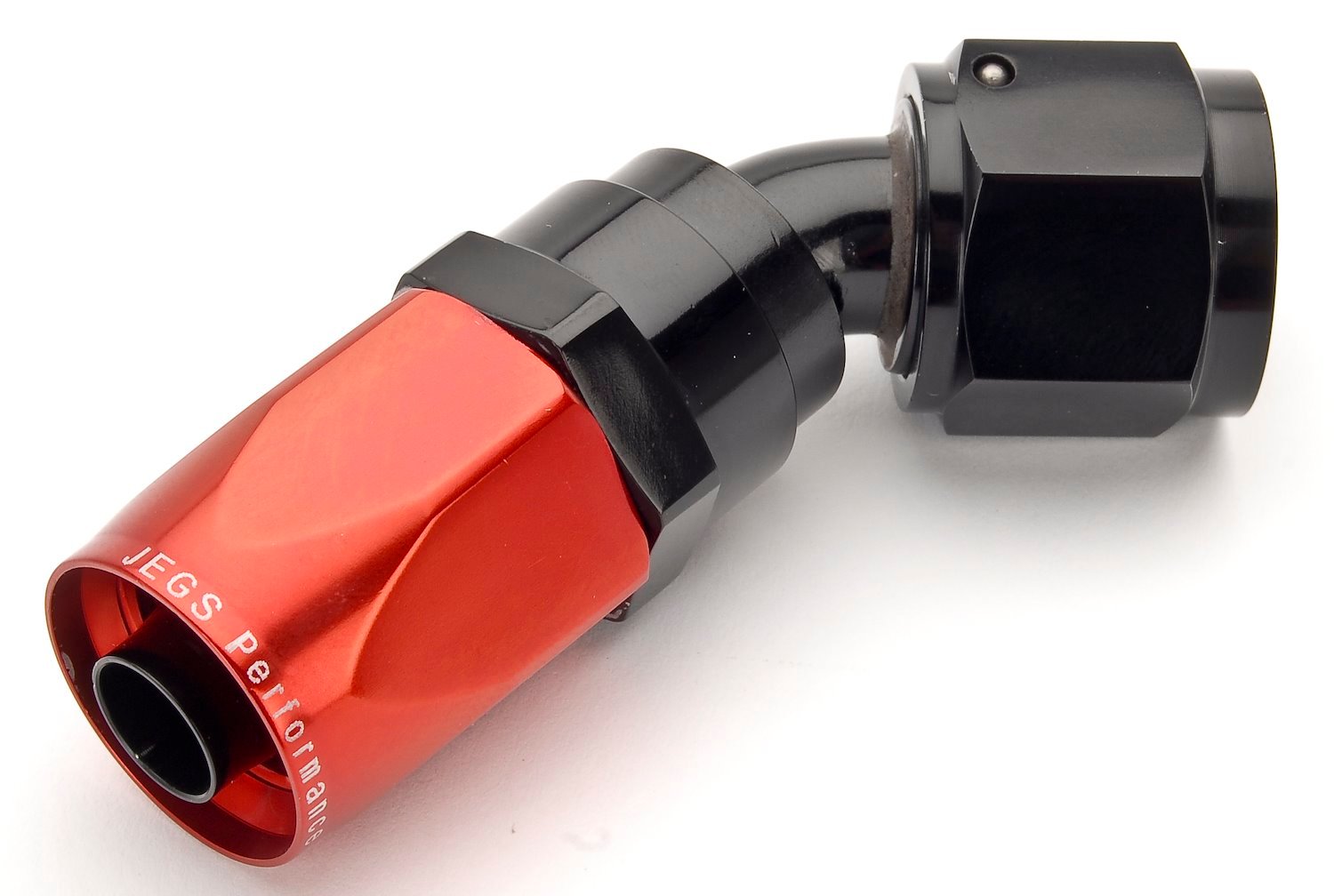 Red/Black 45° Max Flow Swivel Hose End -8AN