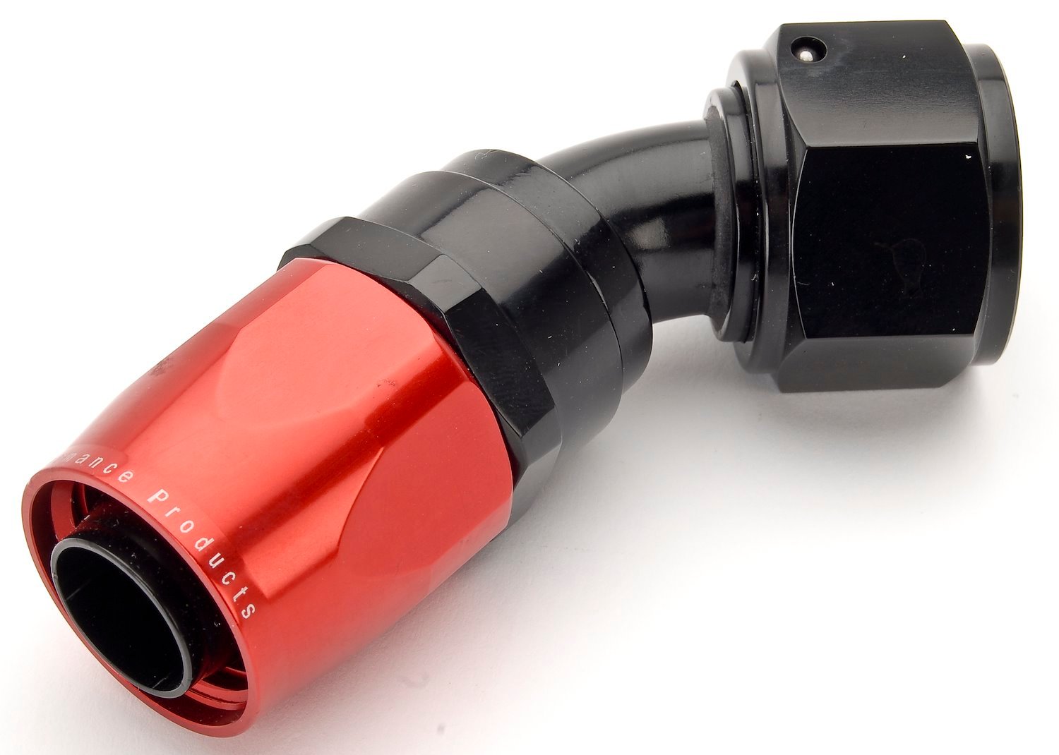 Red/Black 45° Max Flow Swivel Hose End -12AN