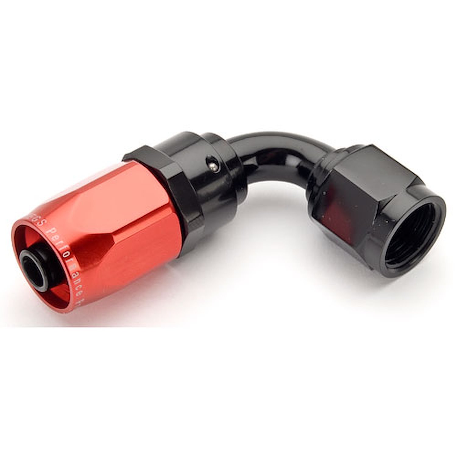Red/Black 90° Max Flow Swivel Hose End -6AN