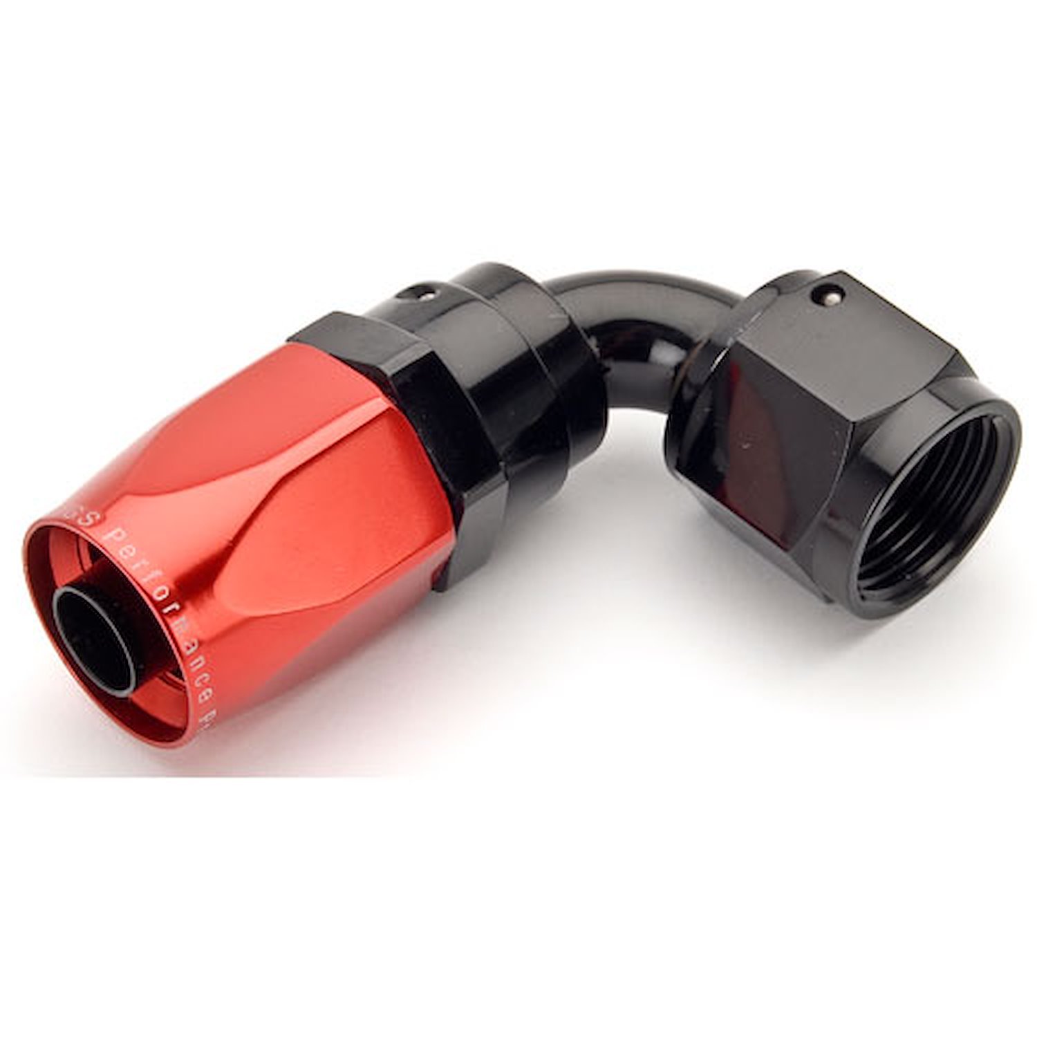 Red/Black 90° Max Flow Swivel Hose End -8AN