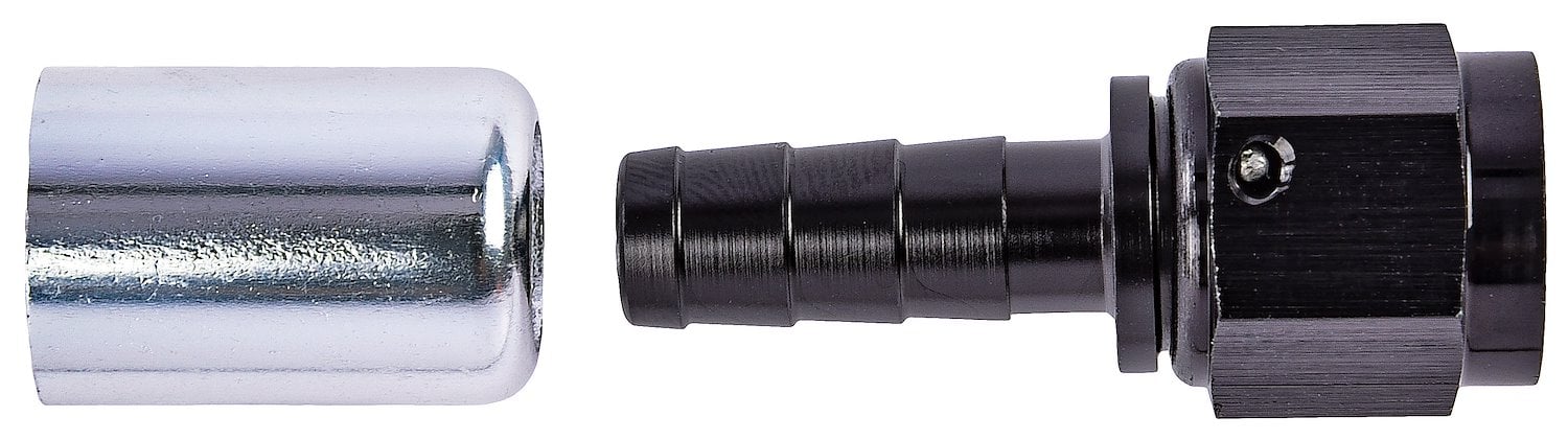 Straight AN Crimp-On Hose End Fitting [-6 AN Female to -6 AN Hose, Black]