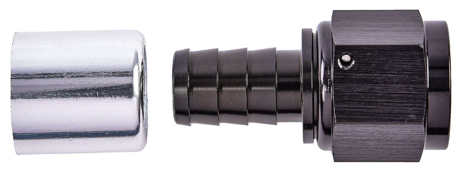 Straight AN Crimp-On Hose End Fitting [-10 AN Female to -10 AN Hose, Black]