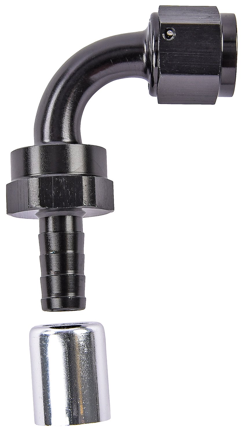 90-Degree AN Crimp-On Hose End Fitting [-8 AN Female to -8 AN Hose, Black]