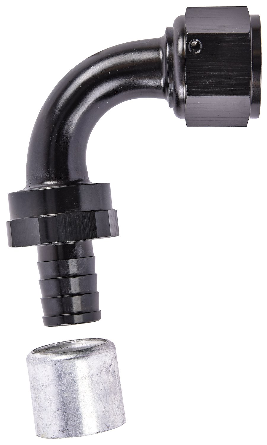 90-Degree AN Crimp-On Hose End Fitting [-12 AN Female to -12 AN Hose, Black]