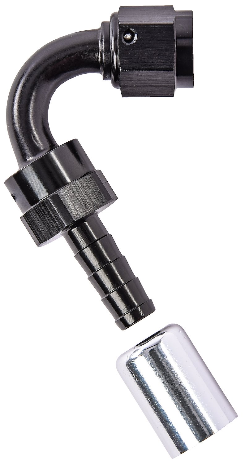 120-Degree AN Crimp-On Hose End Fitting [-6 AN Female to -6 AN Hose, Black]