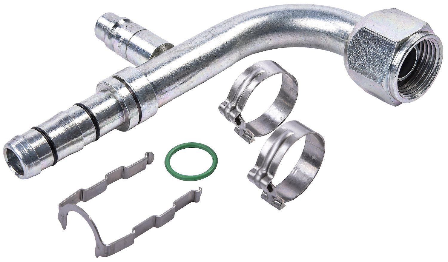 EZ Clip A/C Hose End Fitting Kit with R134a Port [-10 Hose Fitting, 90 degree]