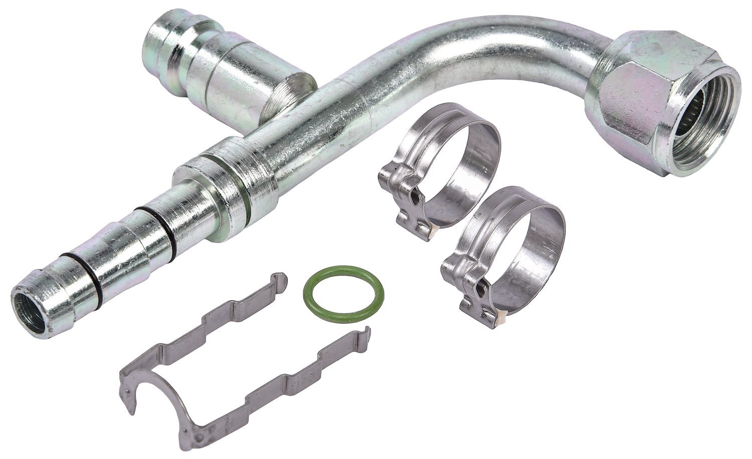 EZ Clip A/C Hose End Fitting Kit with R134a Port [-8 Hose Fitting, 90 degree]