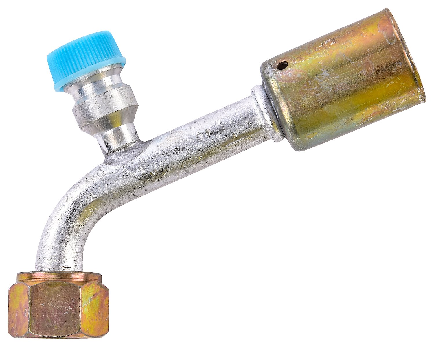 Air Conditioning Hose End [-8 AN 45 Degree Beadlock with 134a Service Port]