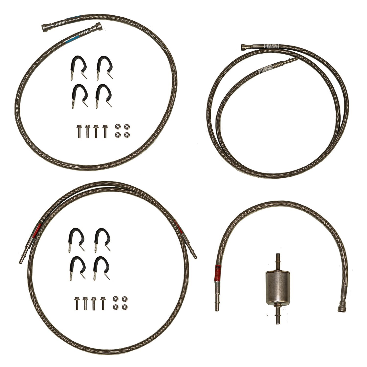 Quick-Fix Complete Fuel Line Kit for 2001-2003 GM 2500 HD, 3500 Regular Cab Trucks w/Gas Engine [Braided Stainless]