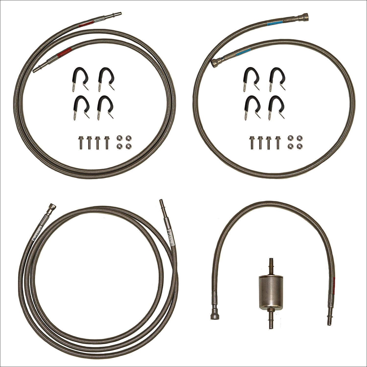 Quick-Fix Complete Fuel Line Kit for 2001-2003 GM 2500 HD, 3500 Regular Cab Trucks w/ V8 Engine [Braided Stainless]