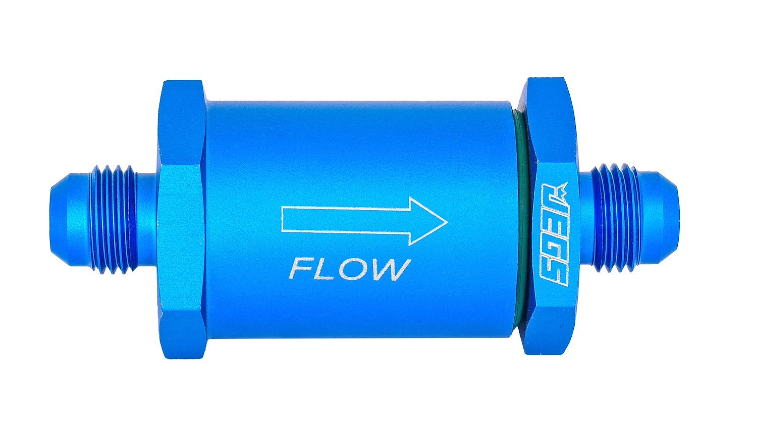 Billet Aluminum In-Line Fuel Filter with -6 AN Male Inlet/Outlet Connections [85-Micron, Blue]