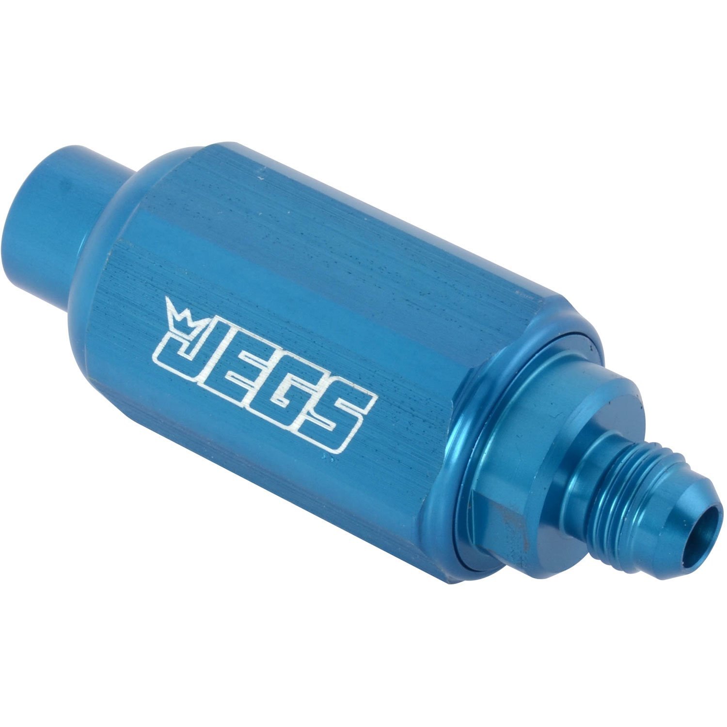 Compact Billet Aluminum In-Line Fuel Filter, 2 5/16 in. Long [- 6AN Male/Female, Blue]