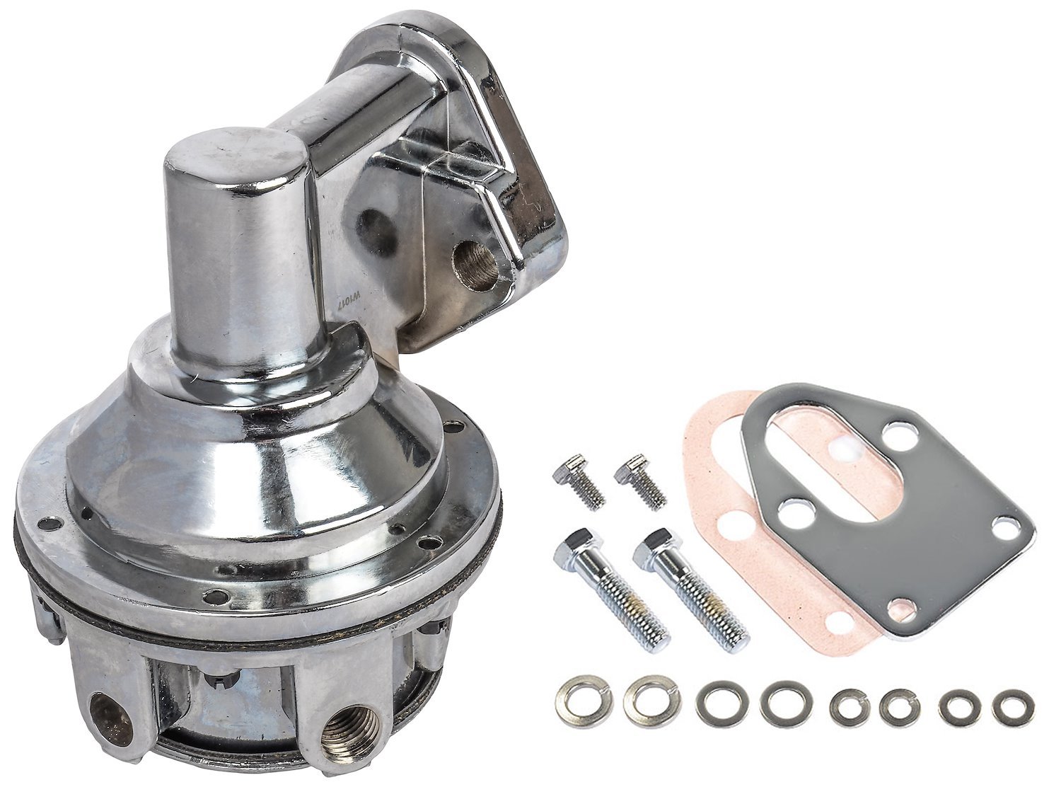 Fuel Pump and Mount Plate Kit for Small Block Chevy 265-283-327-350-400 [80 gph, Chrome]