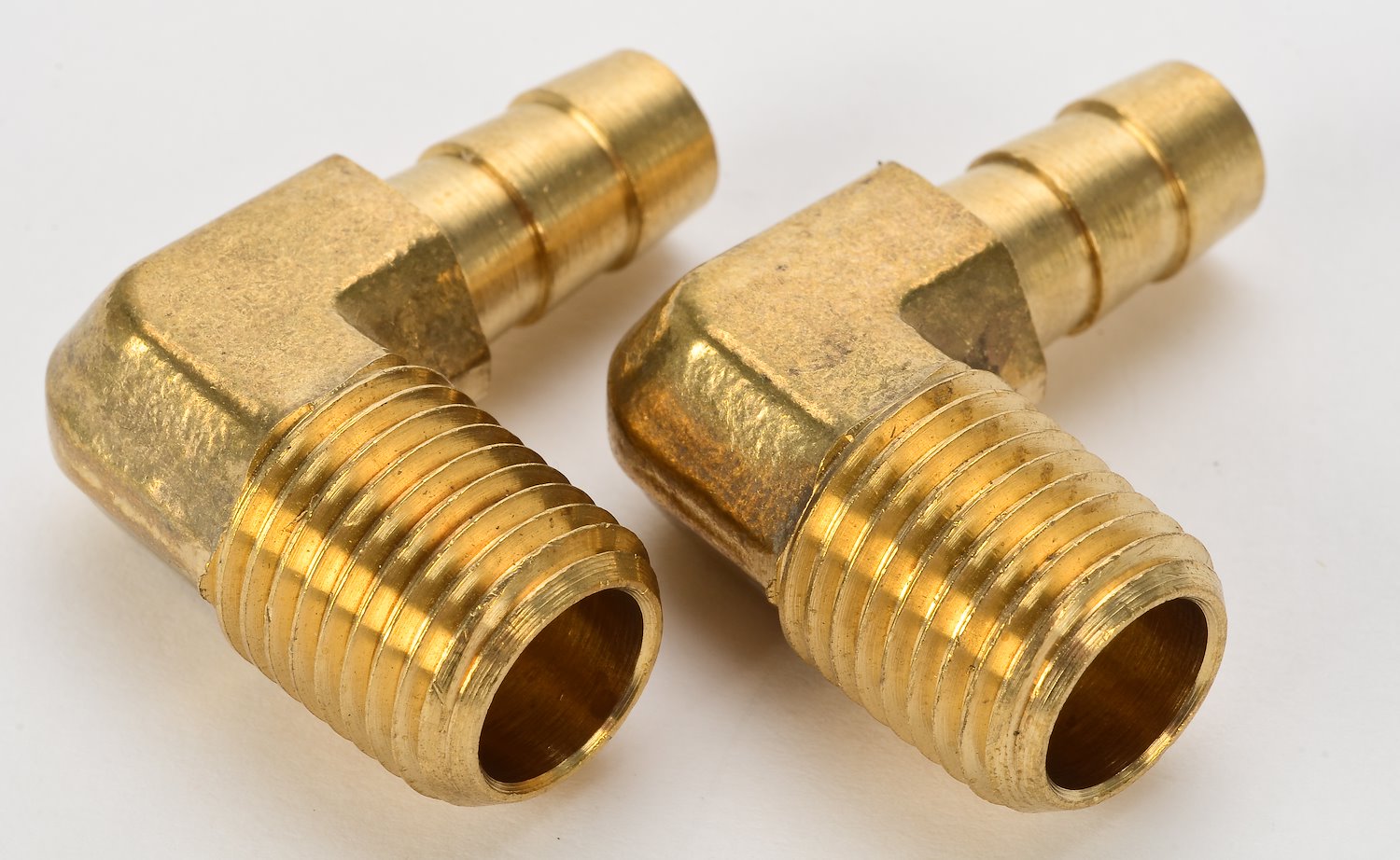 NPT 90-Degree Hose Barb Fitting [1/4 in. NPT to 5/16 in. Hose, Brass]