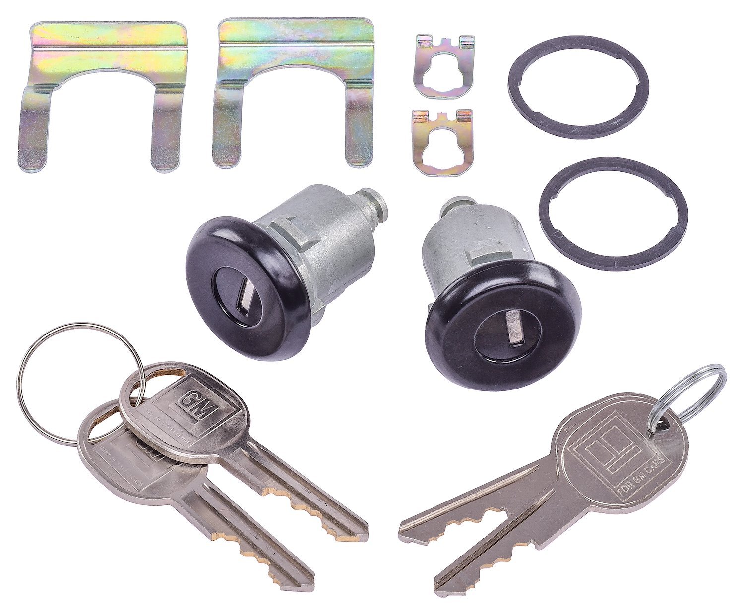 Door Lock Set Fits Select 1976-1988 GM Models [Oval Style GM Keys, Black Finish]