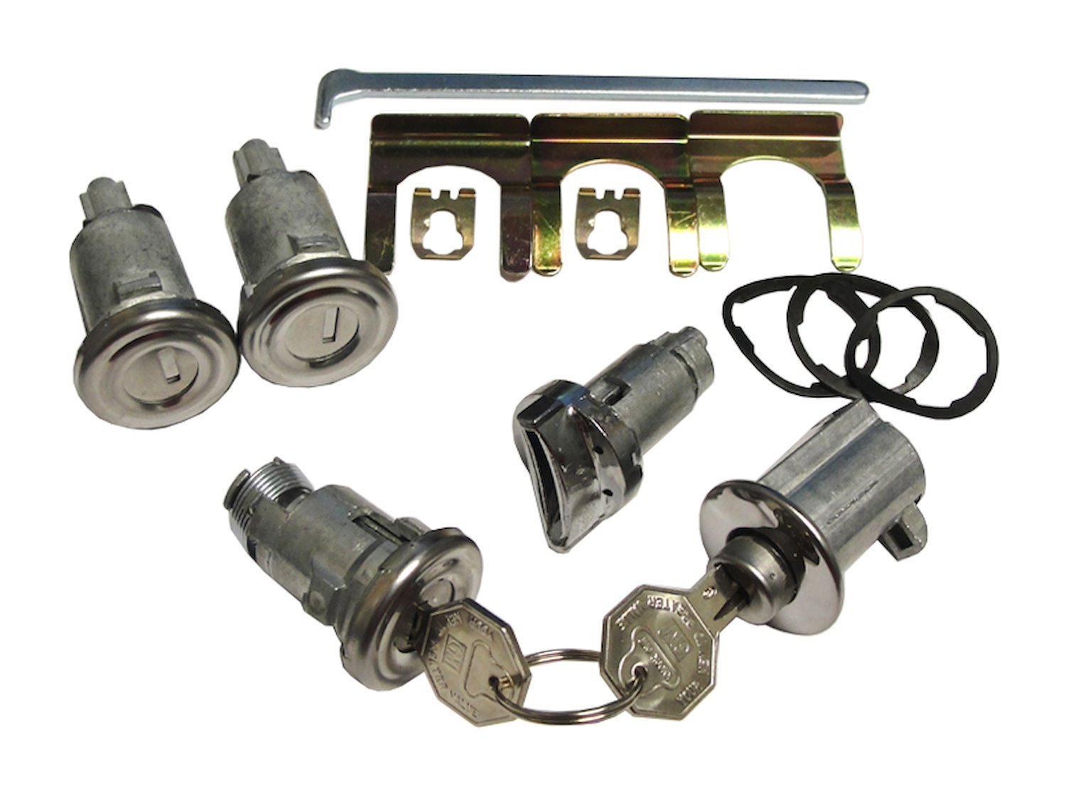 Ignition, Door, Trunk & Glovebox Lock Set Fits Select 1958 GM Models With Long Shaft Cylinders [Original Octagon Keys]