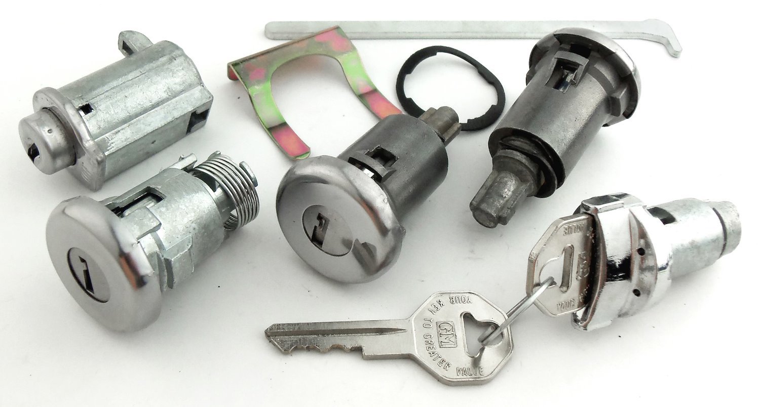 Ignition, Door, Trunk & Glovebox Lock Set Fits Select 1961-1962 GM Models With Short Shaft Cylinders [Original Octagon]