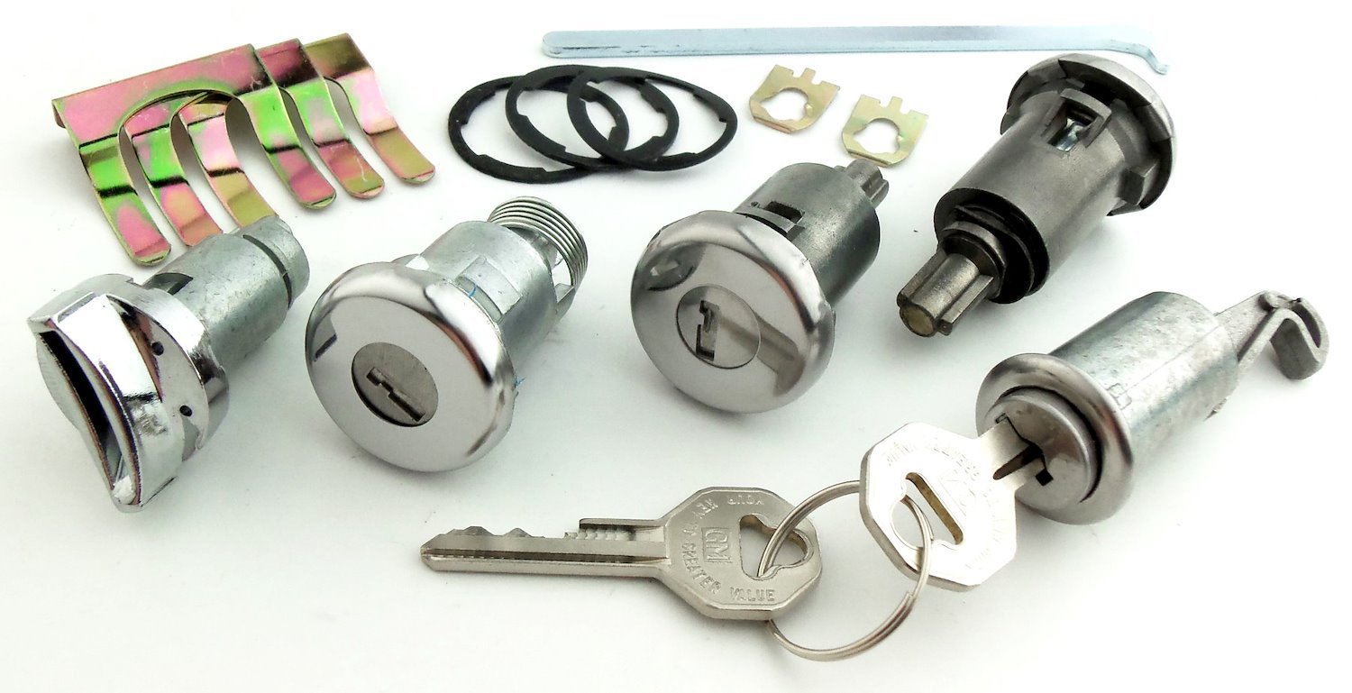 Ignition, Door, Trunk & Glovebox Lock Set Fits Select 1964 GM Models with Long Door Cylinders [Original Octagon]