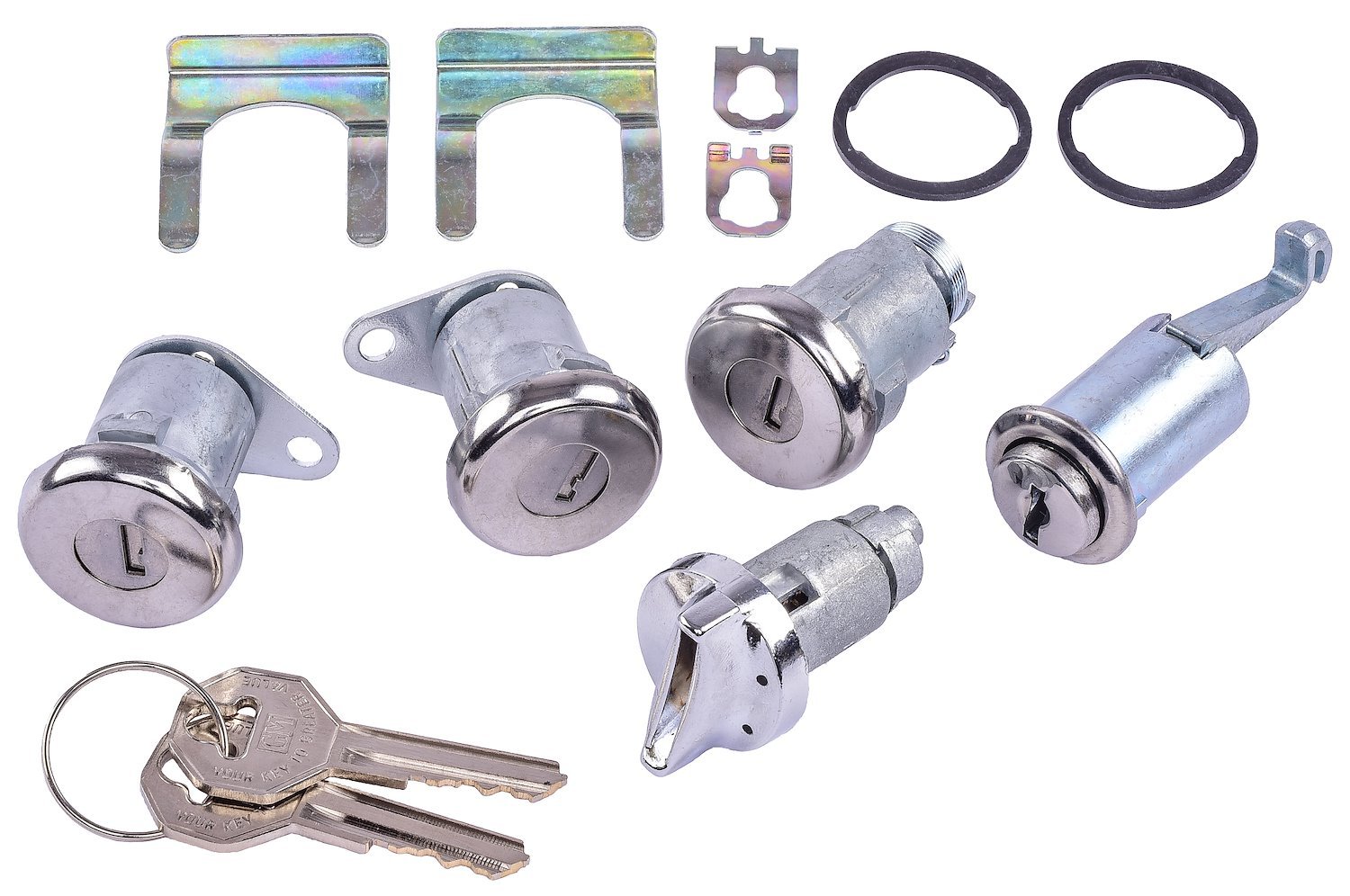 Ignition, Door, Trunk & Glovebox Lock Set Fits Select 1964 GM Models with Short Door Cylinders [Original Octagon]