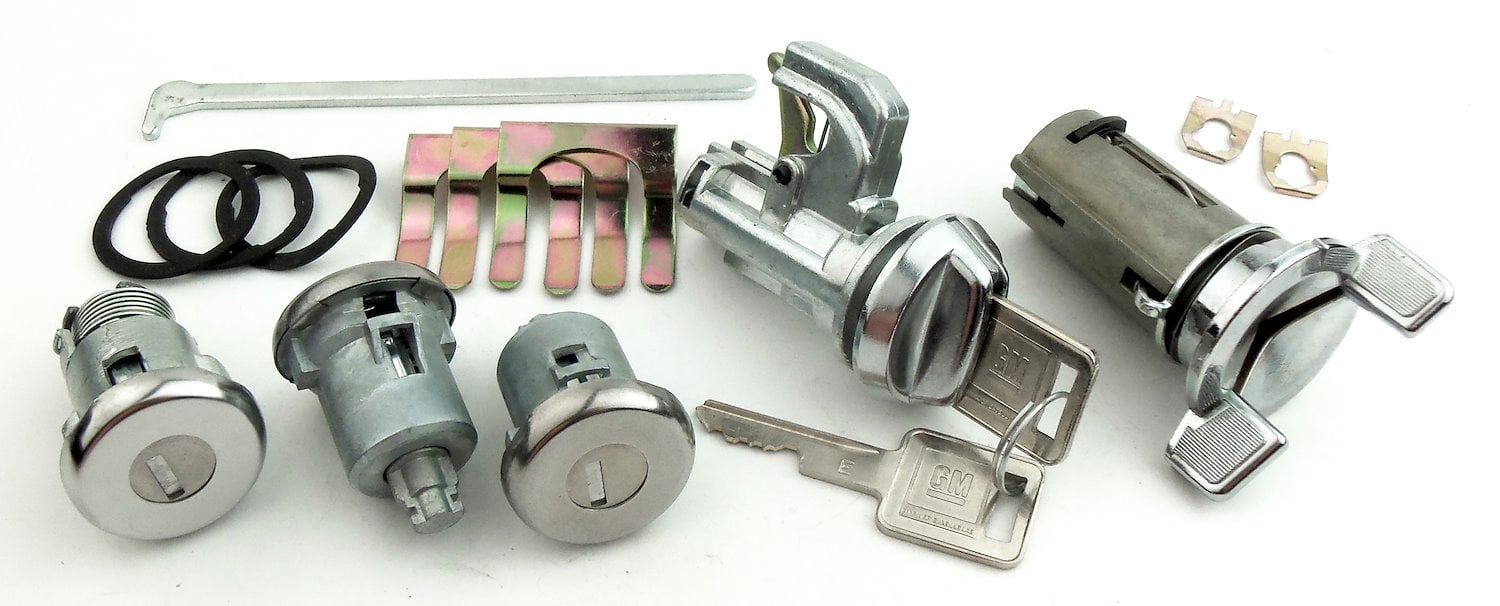 Ignition, Door, Trunk & Glovebox Lock Set Fits Select 1971-1976 GM Models [Square Style GM Keys]