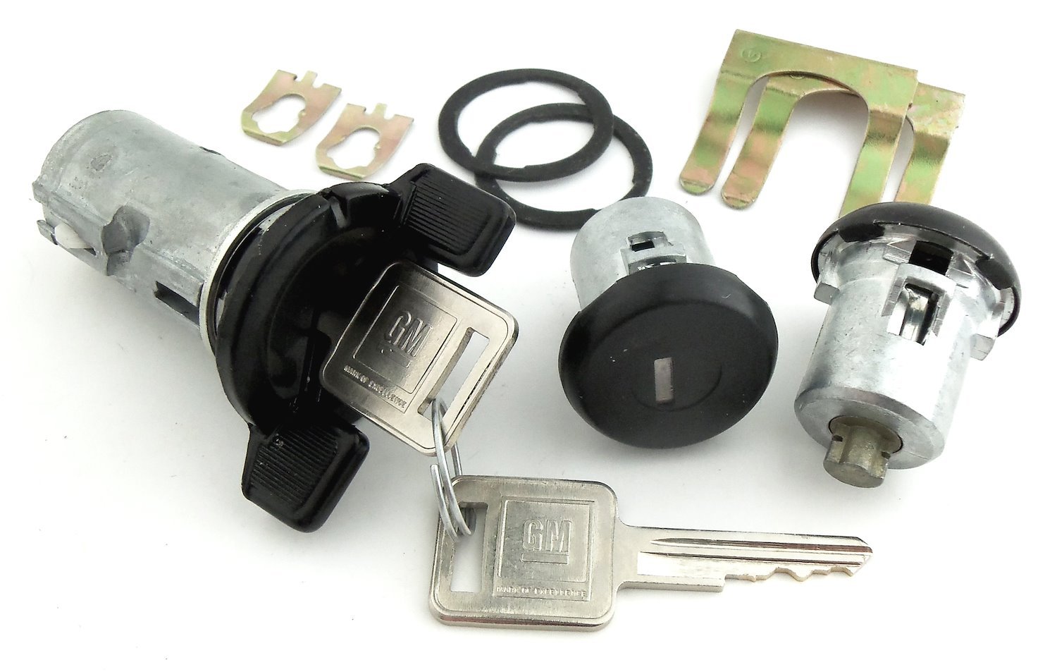 Ignition & Door Lock Set for 1983-1988 Chevrolet Camaro, Pontiac Firebird [Square Style GM Keys, Black Finish]