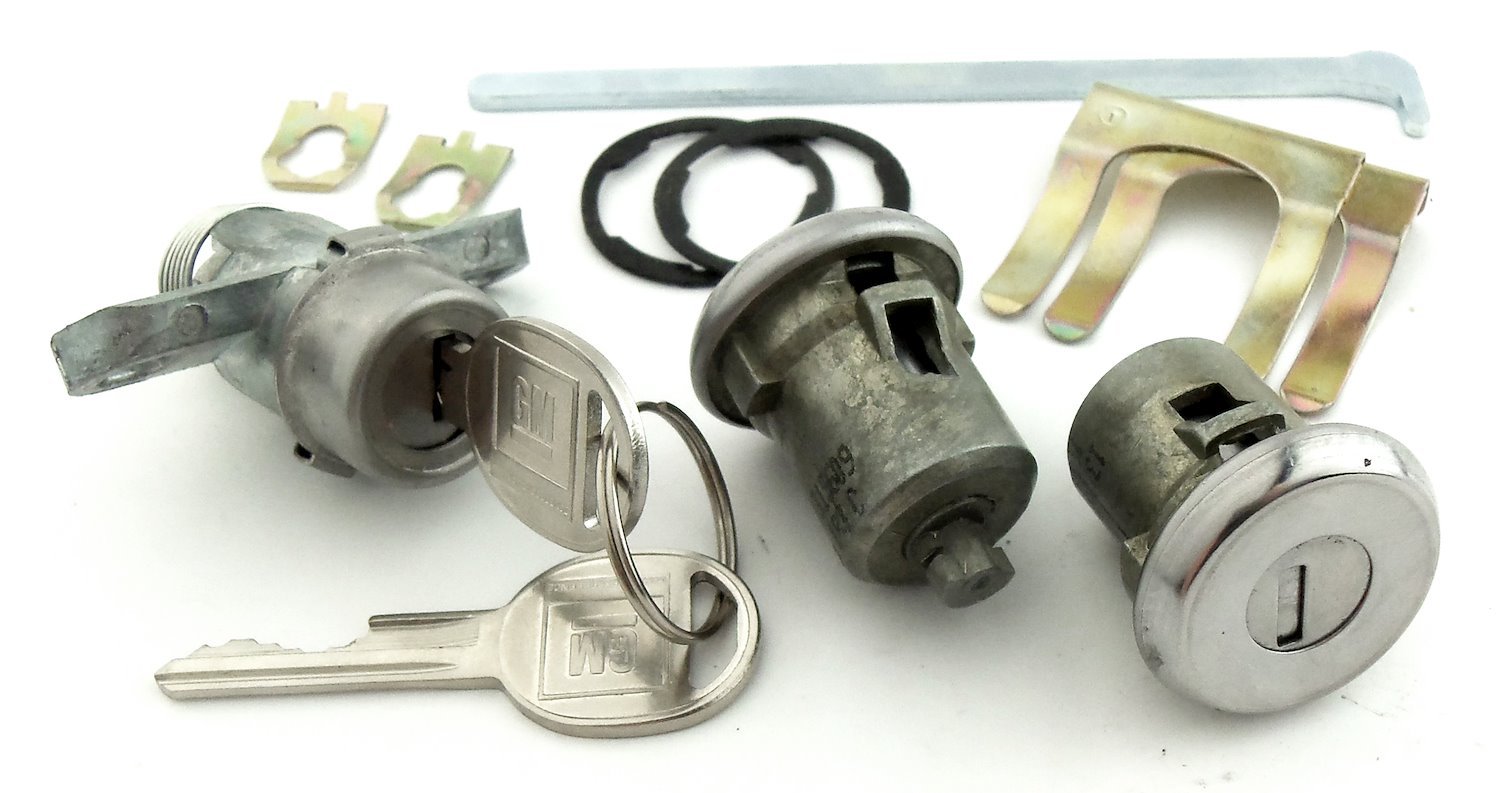 Trunk & Door Lock Set for 1970-1973 Chevrolet Camaro, Pontiac Firebird [Oval Style GM Keys]