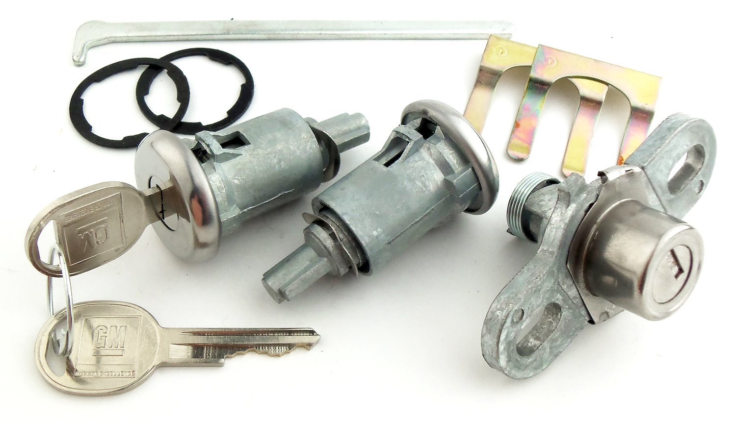 Door & Trunk Lock Set for 1974-1977 Chevrolet Camaro With Long Shaft Cylinders [Oval Style GM Keys]