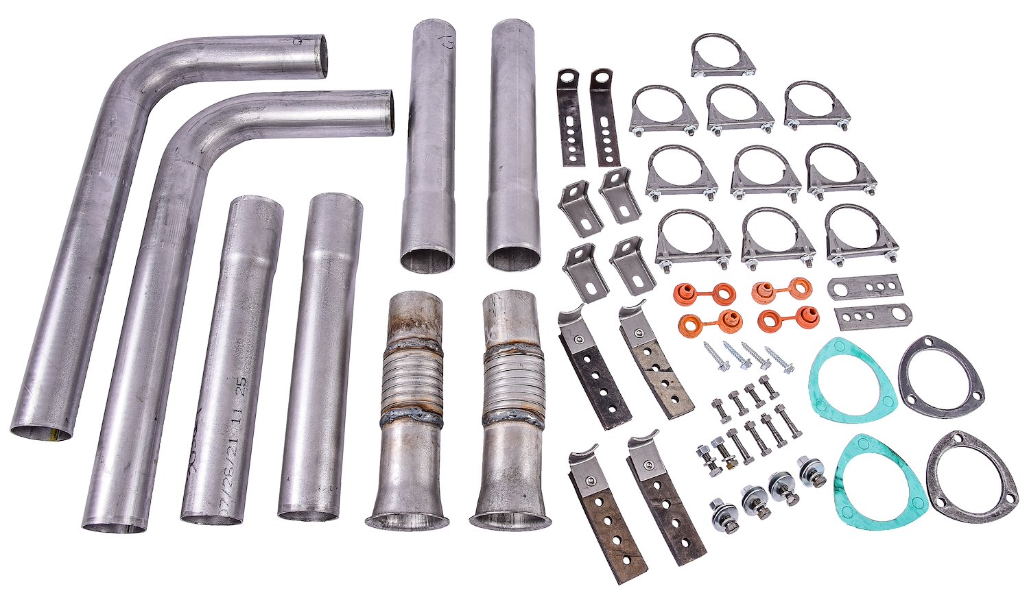Universal Header Dual Exhaust Kit without Mufflers [3 in. Collector to 3 in. Pipe]