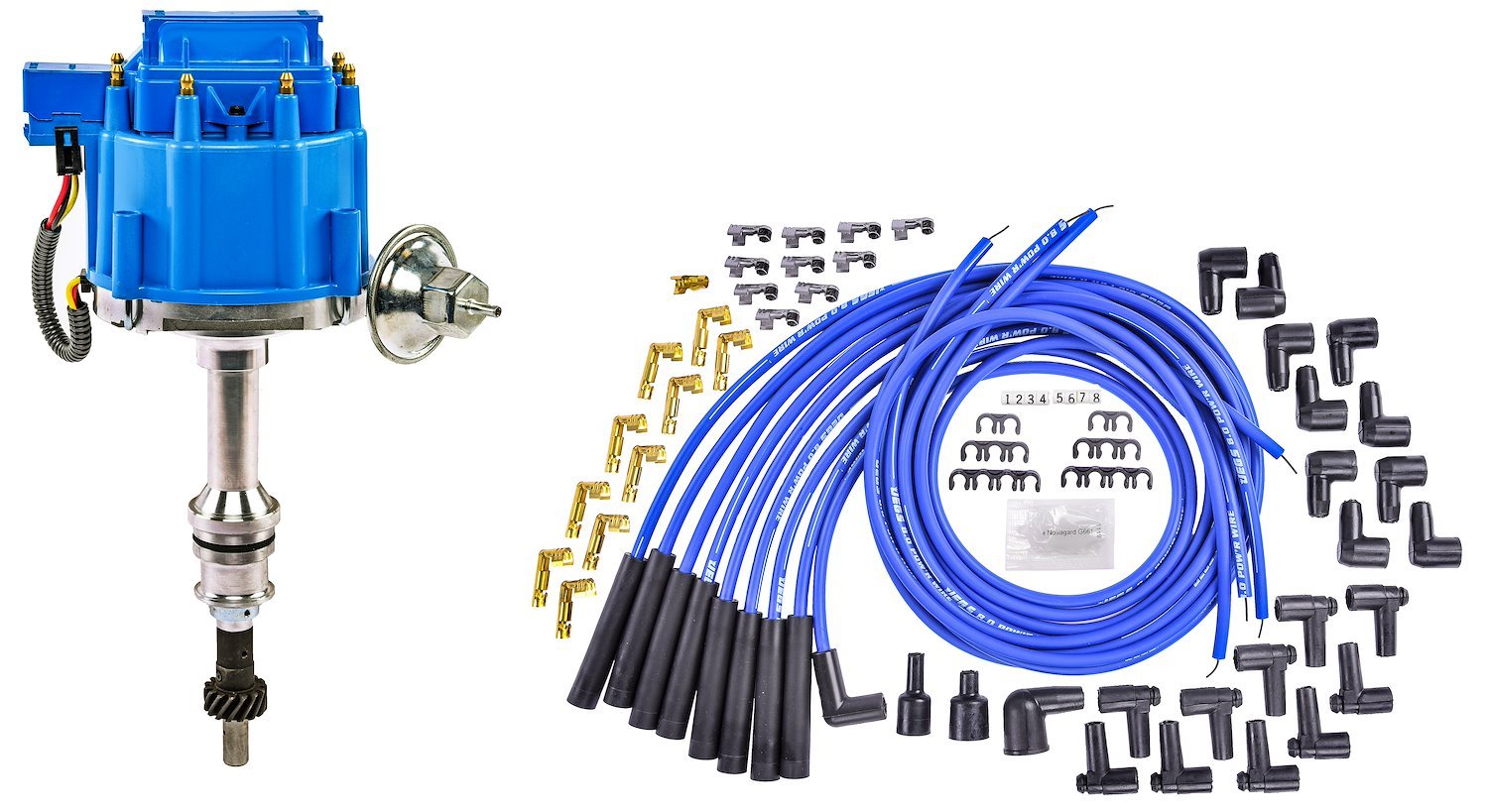 HEI Distributor and Spark Plug Wire Kit [Small Block Ford 1969-1991 351W V8]