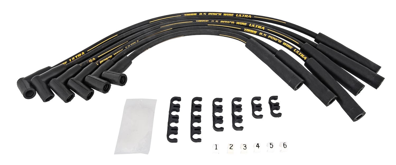 8.5mm Black Ultra Pow'r Wires for 1964-1990 AMC/JEEP 232 & 258 6-Cylinder w/HEI Distributor
