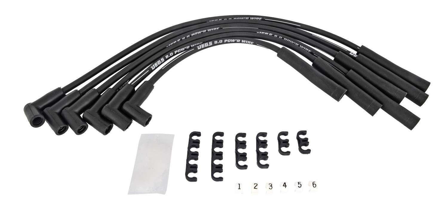 8.0mm Black Pow'r Wires for 1964-1990 AMC/JEEP 232