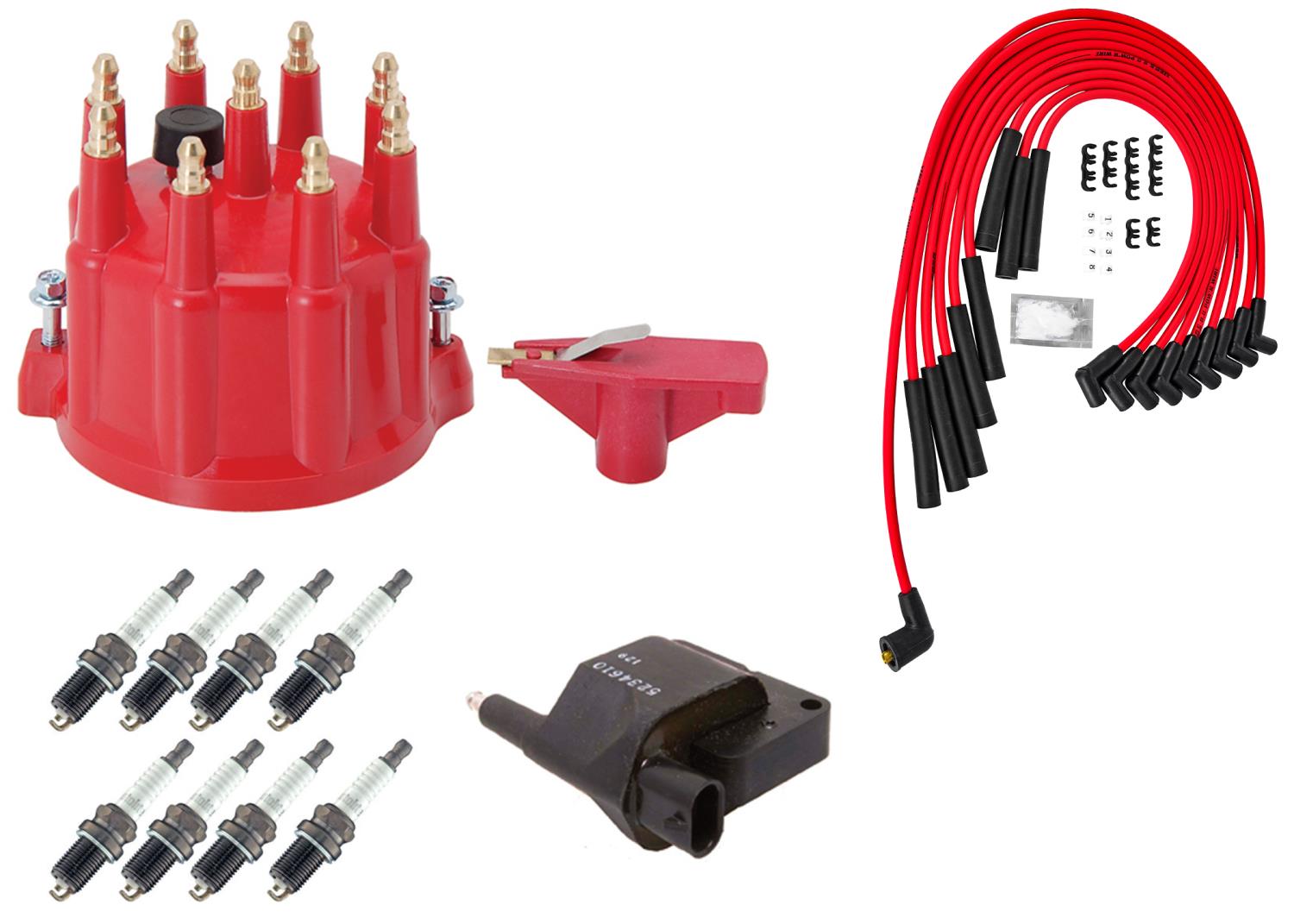 Distributor Cap, Rotor, Wires, Coil, Spark Plugs Kit for Dodge Magnum V8 Engines