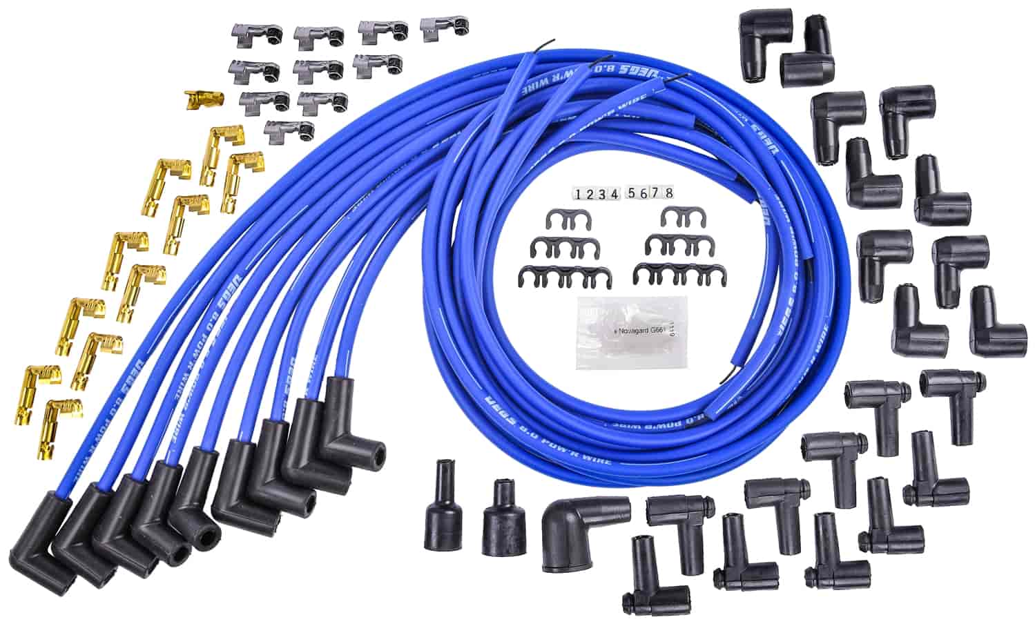 8.0mm Blue Pow'r Wires Small & Big Block Chevy Over Valve Covers or Under Headers