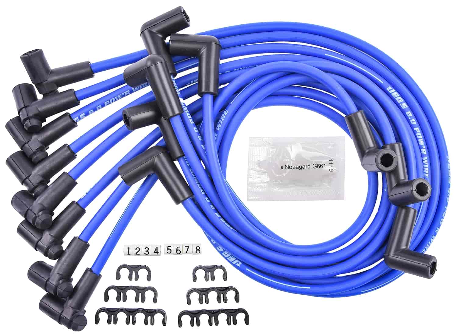 8.0mm Blue Pow'r Wires Small Block Chevy Over Valve Covers